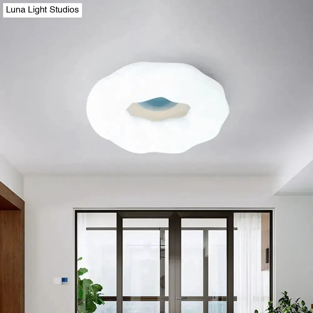 Cartoon Cloud Led Flush Mount Ceiling Light In White/Blue/Coffee - Acrylic Corridor Fixture Blue