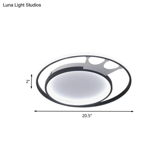 Cartoon Crown Led Flush Mount Lamp: Acrylic Ceiling Light For Living Room - White Warm/White