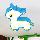 Cartoon Deer Flush Ceiling Light: Acrylic Fixture For Kids’ Bedroom Blue / White
