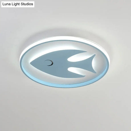 Cartoon Fish/Giraffe Ceiling Light For Nursery - Integrated Led Flushmount Lamp In Pink/Blue Acrylic