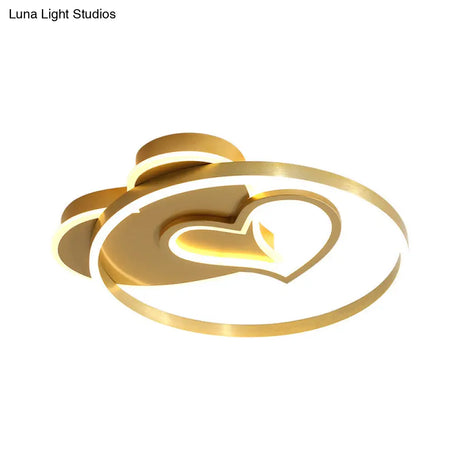 Cartoon Heart Acrylic Flushmount Light With Led Gold Recessed Lighting