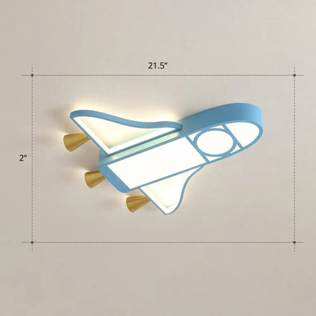 Cartoon Jet Plane Led Flush - Mount Light Fixture For Child Bedroom Ceiling - Blue / Remote Control