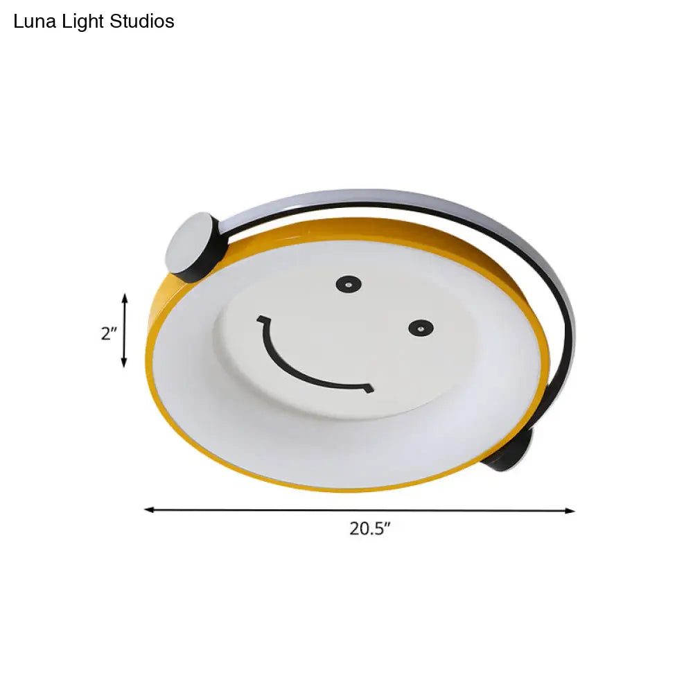 Cartoon Kid Flush Light Led Ceiling Lamp In Yellow - Acrylic Music-Themed For Childs Bedroom