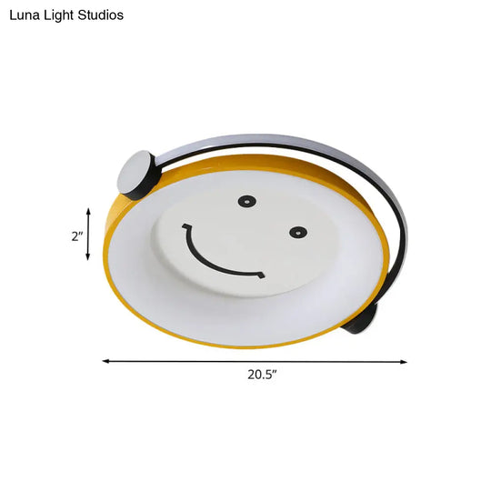 Cartoon Kid Flush Light Led Ceiling Lamp In Yellow - Acrylic Music-Themed For Childs Bedroom