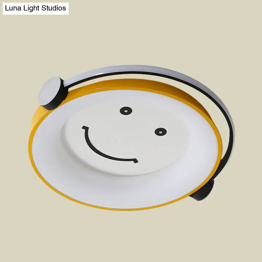Cartoon Kid Flush Light Led Ceiling Lamp In Yellow - Acrylic Music-Themed For Childs Bedroom