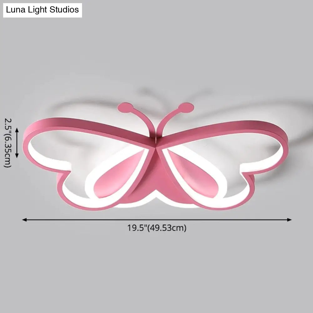Cartoon Led Butterfly Ceiling Light In Pink Acrylic