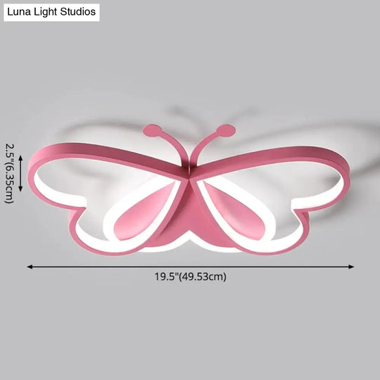 Cartoon Led Butterfly Ceiling Light In Pink Acrylic