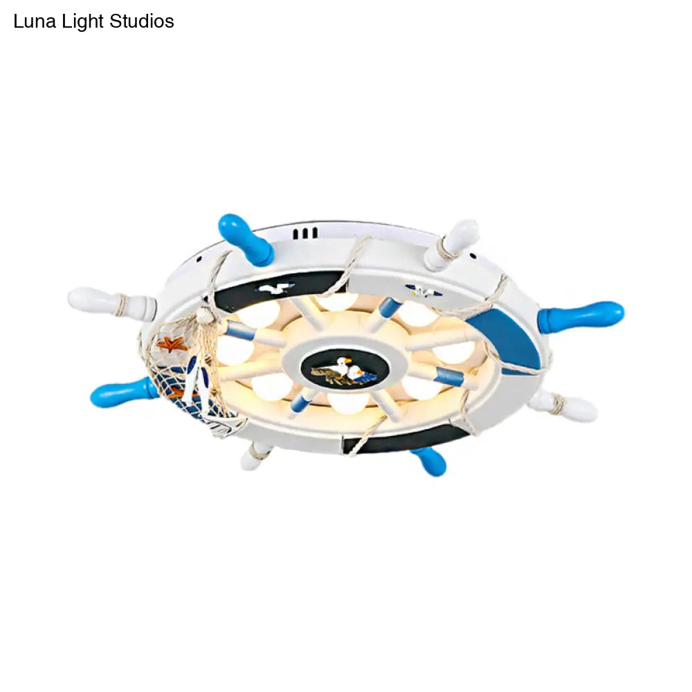 Cartoon Led Ceiling Light: Stylish Pink/White Rudder Design For Bedroom