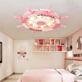 Cartoon Led Ceiling Light: Stylish Pink/White Rudder Design For Bedroom Pink
