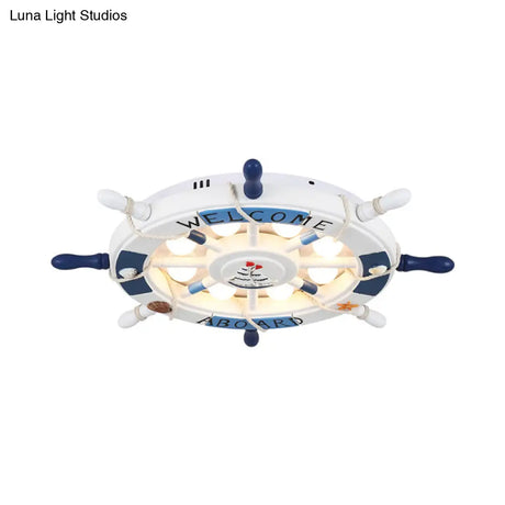 Cartoon Led Ceiling Light: Stylish Pink/White Rudder Design For Bedroom