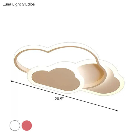 Cartoon Led Flush Ceiling Light - Acrylic Cloudy White/Pink Warm/White Perfect For Bedroom 16.5/20.5