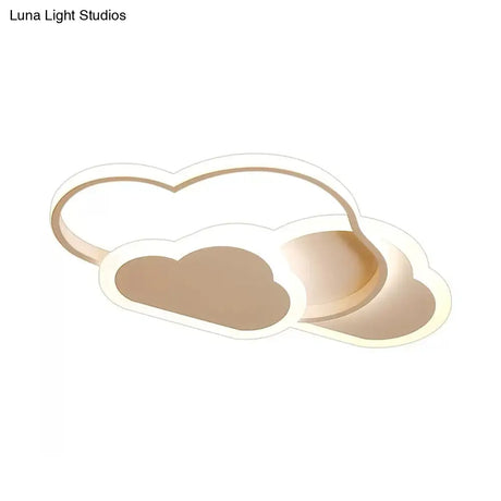 Cartoon Led Flush Ceiling Light - Acrylic Cloudy White/Pink Warm/White Perfect For Bedroom 16.5/20.5