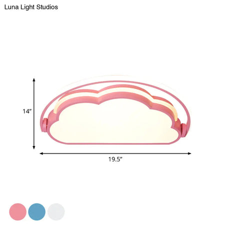 Cartoon Led Flush Mount Ceiling Light For Kids’ Bedrooms - Available In Pink White And Blue