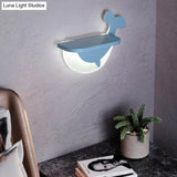 Cartoon Led Wall Sconce With Shelf For Kids Bedroom Decor