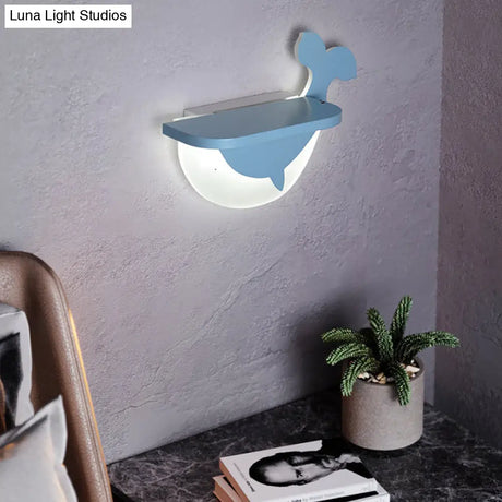 Cartoon Led Wall Sconce With Shelf For Kids Bedroom Decor