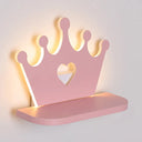 Cartoon Led Wall Sconce With Shelf For Kids Bedroom Decor Pink / C