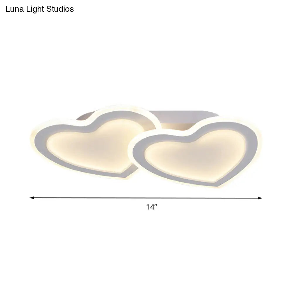 Cartoon Loving Heart Led Flush Ceiling Light For Hotel Living Room