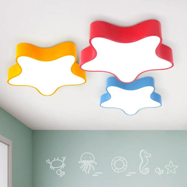 Cartoon Metal Pentacle Led Flush Mount Ceiling Light For Bedrooms