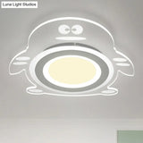 Cartoon Penguin Led Flush Mount Ceiling Light - Acrylic Bedroom Fixture In Clear / Inner Warm Outer