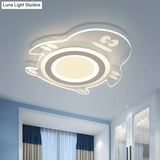 Cartoon Penguin Led Flush Mount Ceiling Light - Acrylic Bedroom Fixture In Clear / Remote Control