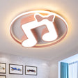 Cartoon Pink/Light Blue Led Flush Mount Ceiling Light With Musical Note Acrylic Design - Warm/White