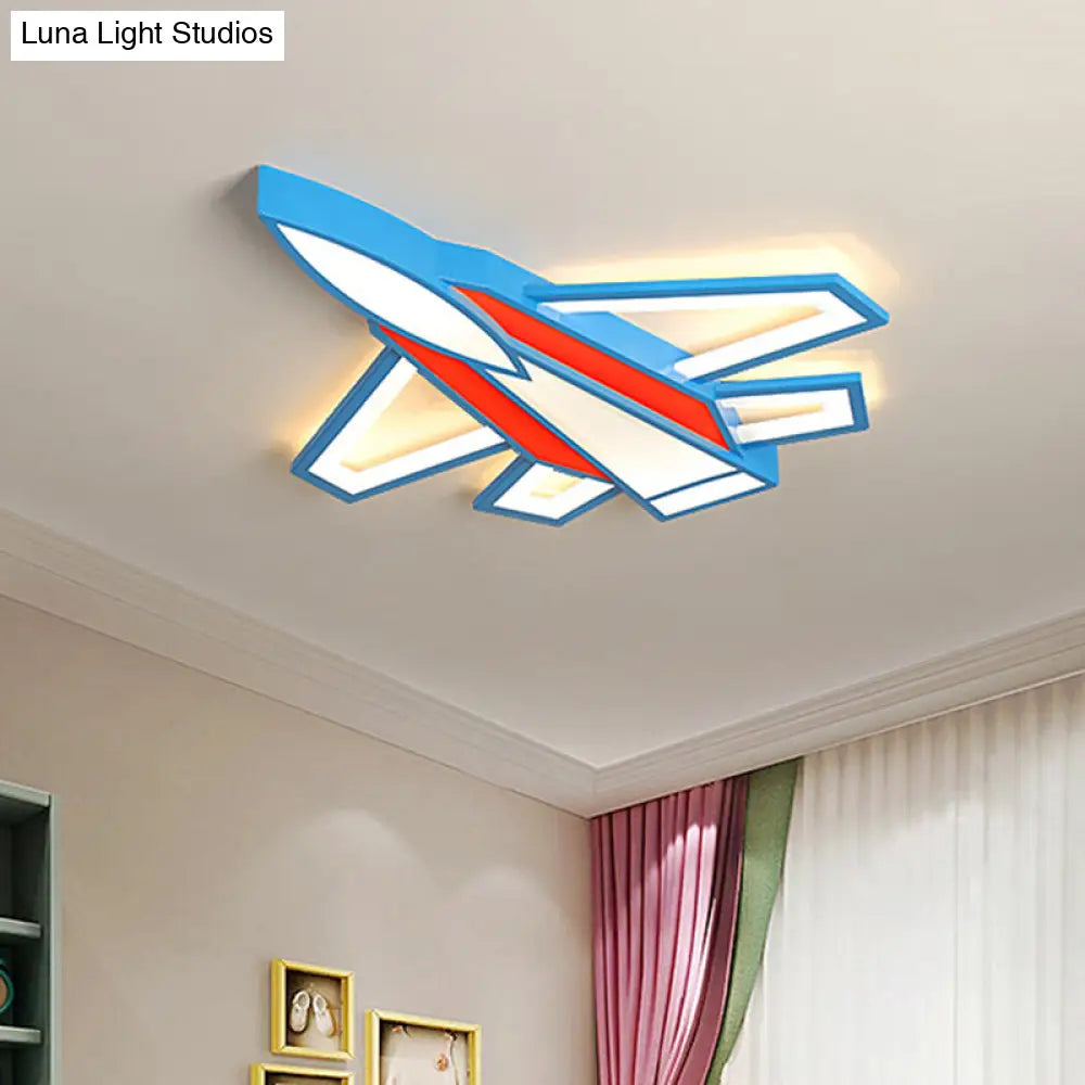 Cartoon Plane Led Flush Mount Ceiling Light - Perfect For Childrens Rooms Red / 21.5 Warm