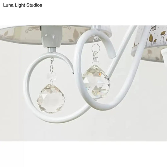 Cartoon Pony 5-Light Hanging Chandelier With Tapered White Shade For Nursing Room