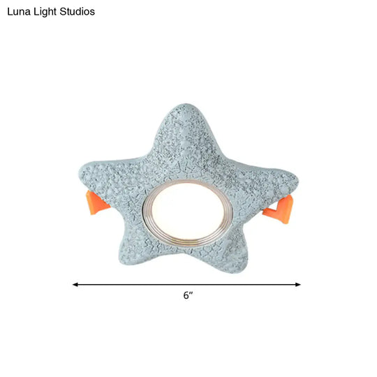 Cartoon Resin Led Starfish Flush Mount Ceiling Light In White/Warm Blue
