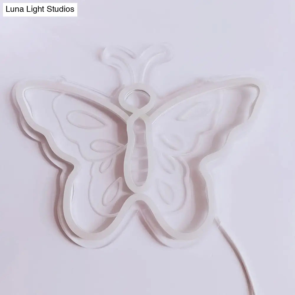 Cartoon Shape Led Wall Night Light For Bedroom - Festive White Plastic Decorative Lighting
