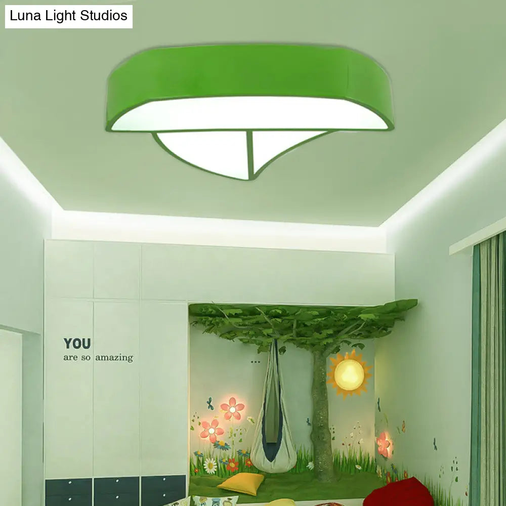 Cartoon Ship Led Ceiling Flush Mount Light For Nursing Room Or Kitchen Green / White 19.5’