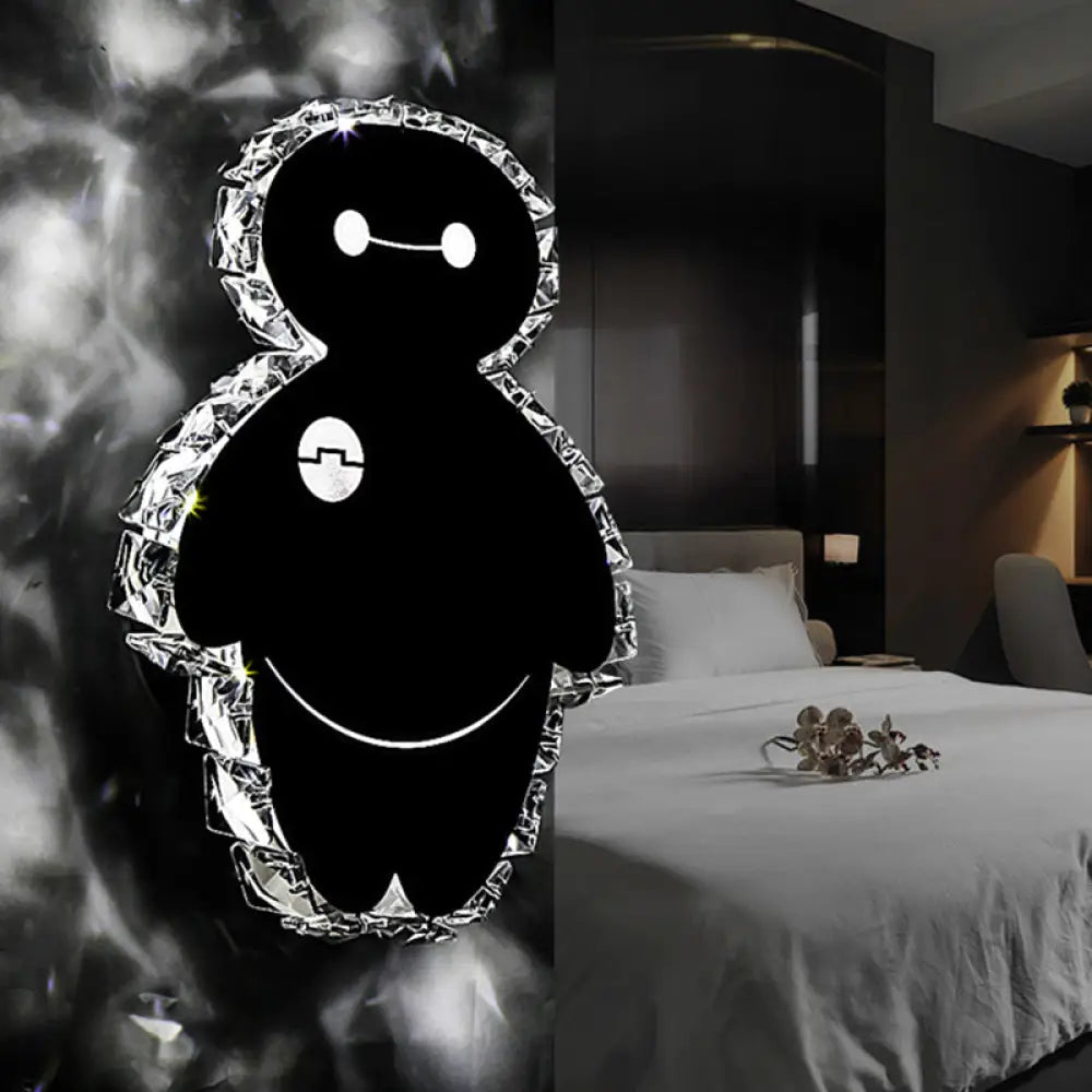 Cartoon Snow Man Wall Mount Light Fixture With Chrome Finish Led Bedroom Lighting In Warm/White /