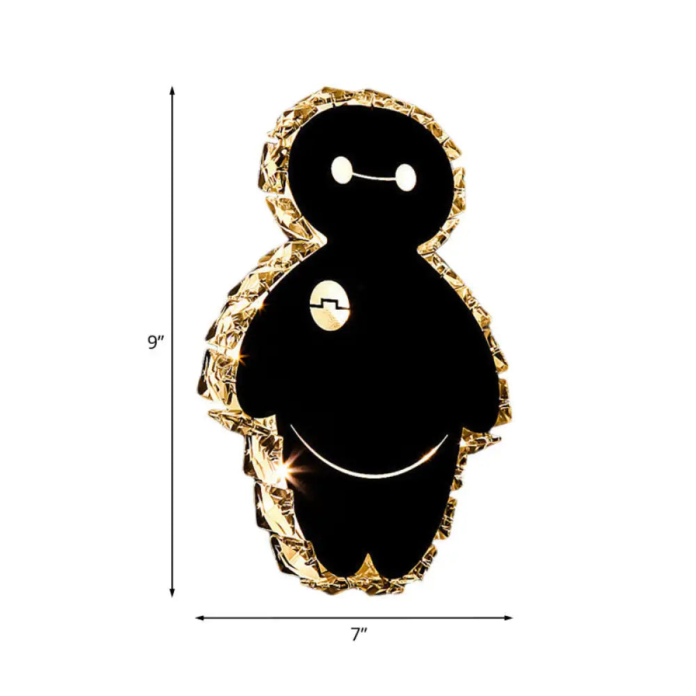Cartoon Snow Man Wall Mount Light Fixture With Chrome Finish Led Bedroom Lighting In Warm/White