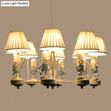 Cartoon Soldier Nursery Chandelier Pendant With Fabric Shade Resin Hanging Light