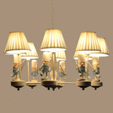 Cartoon Soldier Nursery Chandelier Pendant With Fabric Shade Resin Hanging Light 8 / White