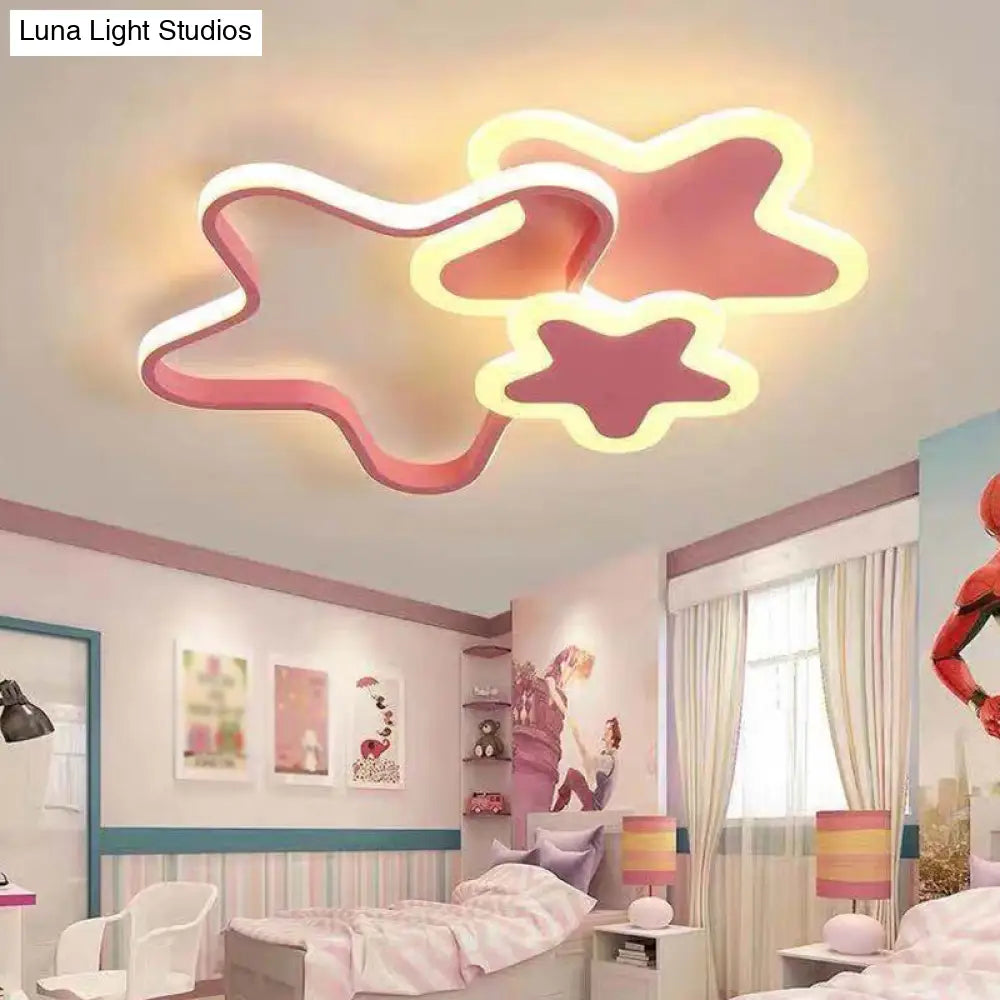 Cartoon Star Flush Mount Ceiling Light For Girls Bedroom