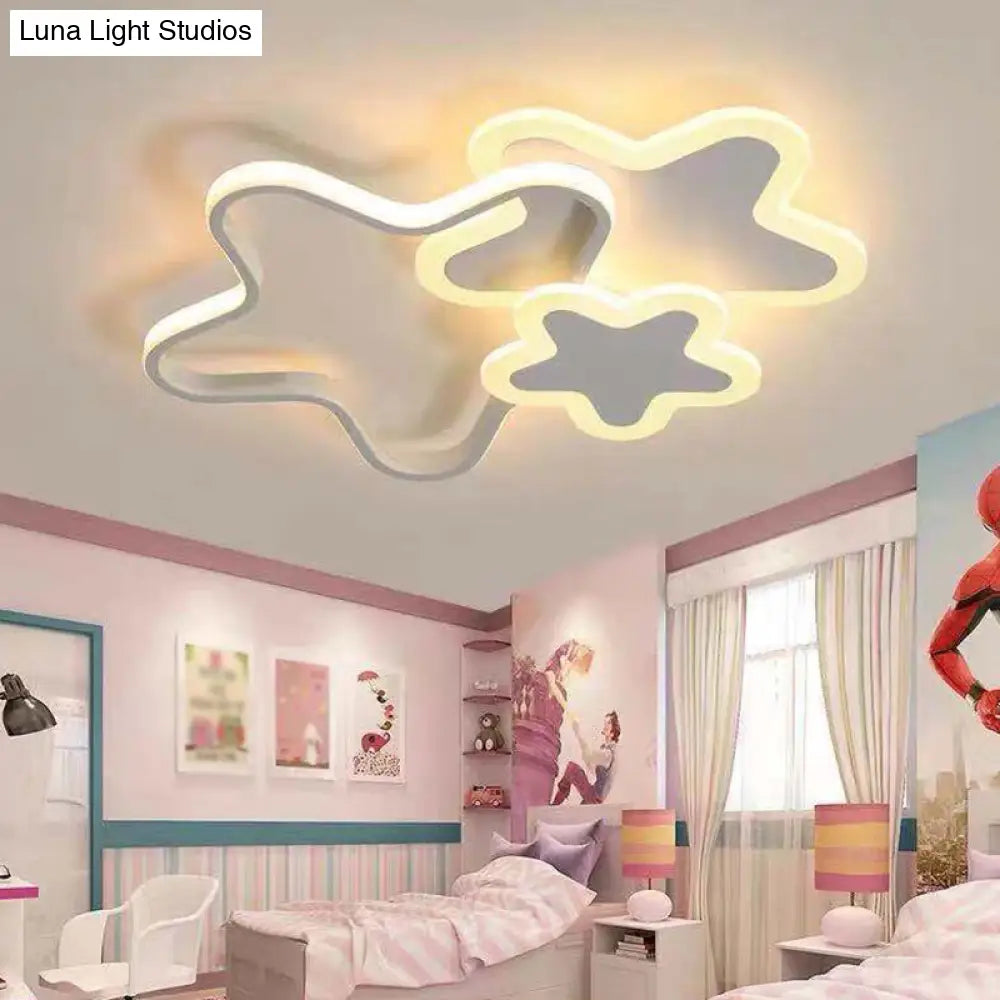 Cartoon Star Flush Mount Ceiling Light For Girls Bedroom