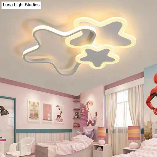 Cartoon Star Flush Mount Ceiling Light For Girls Bedroom