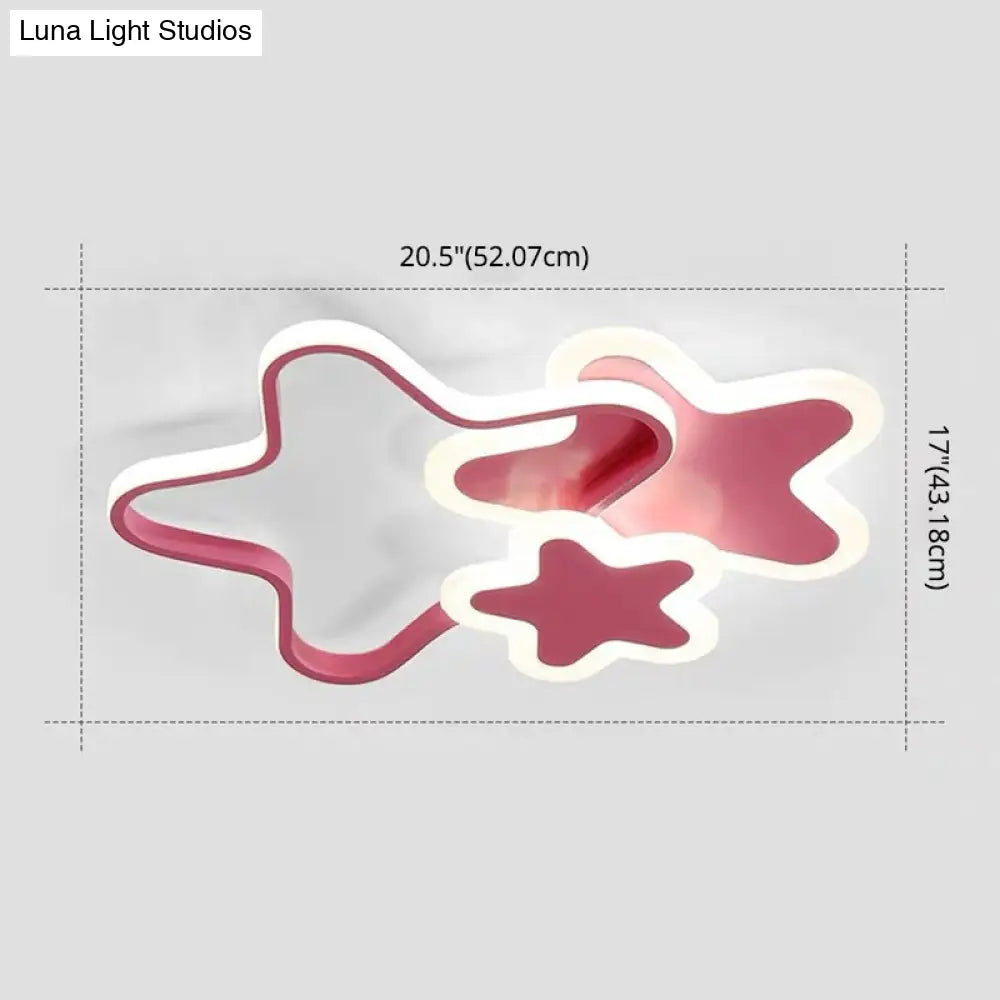 Cartoon Star Flush Mount Ceiling Light For Girls Bedroom