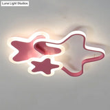 Cartoon Star Led Flush Mount Ceiling Light Fixture For Kids Room Pink / 16.5 Remote Control Stepless