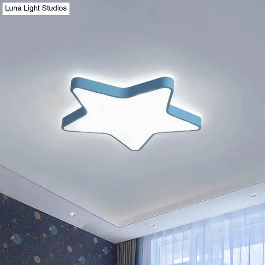 Cartoon Star Led Flush Mount Ceiling Light For Children’s Bedroom In Warm/White (Pink/Blue/White)