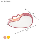 Cartoon Style Pink/Gold Heart Led Ceiling Light Fixture