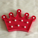 Cartoon Style Plastic Crown Nightstand Lamp - Battery Operated Led Night Light Red / B