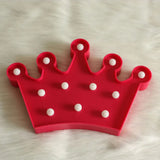 Cartoon Style Plastic Crown Nightstand Lamp - Battery Operated Led Night Light Red / B