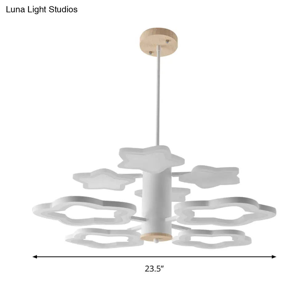 Cartoon-Themed Acrylic Star Chandelier: White 8-Head Suspension Light For Childs Bedroom