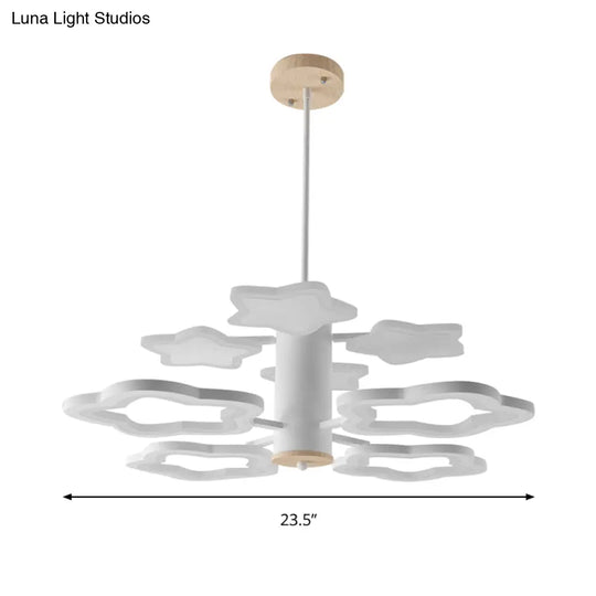 Cartoon-Themed Acrylic Star Chandelier: White 8-Head Suspension Light For Childs Bedroom
