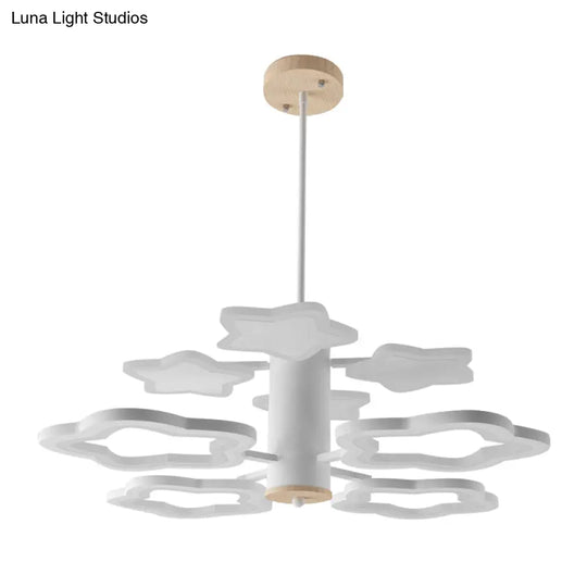 Cartoon-Themed Acrylic Star Chandelier: White 8-Head Suspension Light For Childs Bedroom
