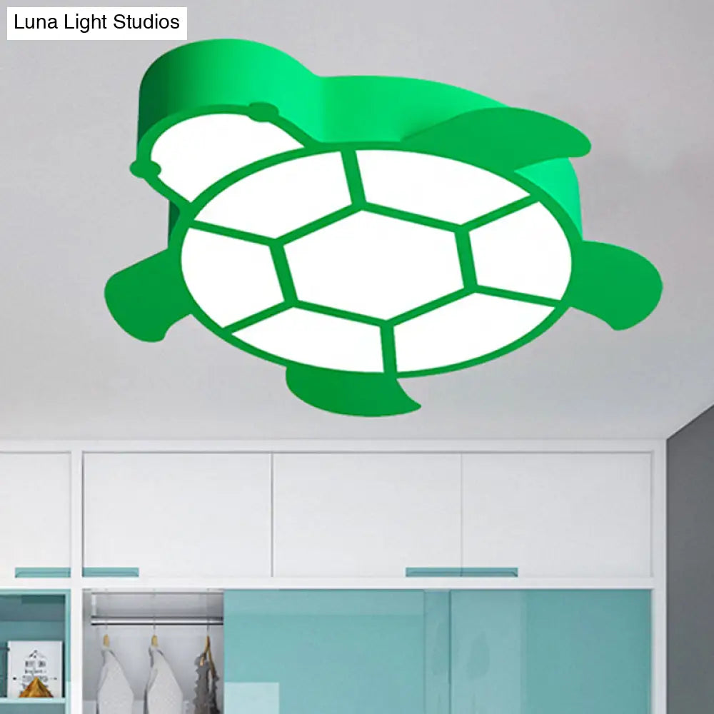 Cartoon Turtle Kindergarten Ceiling Light - Acrylic Flush Mount Fixture