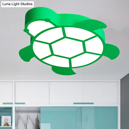 Cartoon Turtle Kindergarten Ceiling Light - Acrylic Flush Mount Fixture