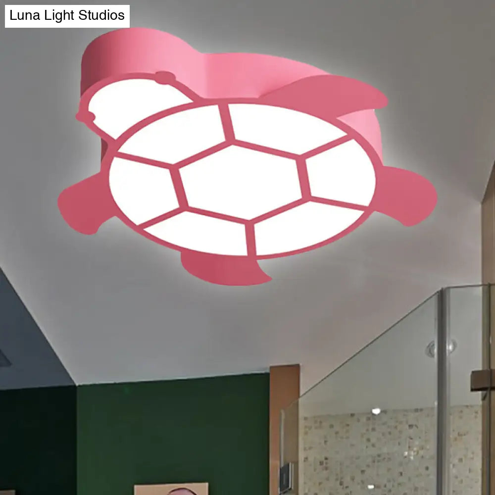 Cartoon Turtle Kindergarten Ceiling Light - Acrylic Flush Mount Fixture