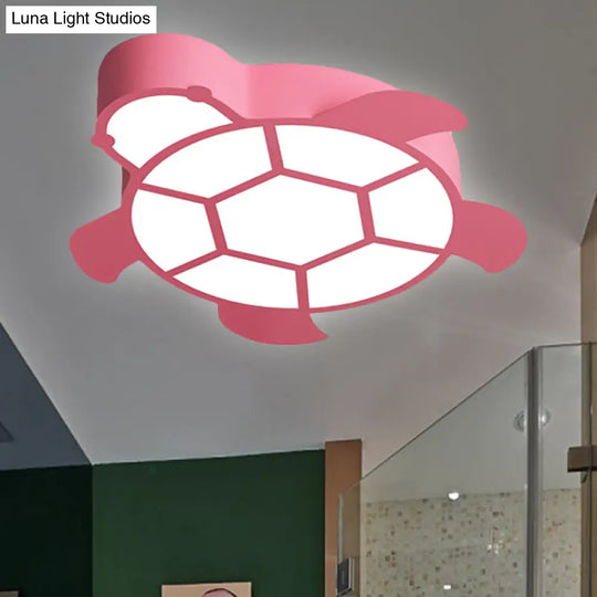 Cartoon Turtle Kindergarten Ceiling Light - Acrylic Flush Mount Fixture